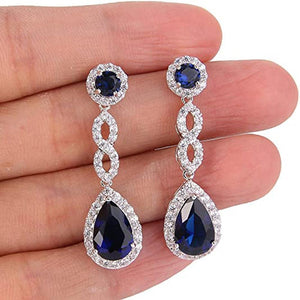 Blue Cubic Zirconia Drop Earrings - http://chicboutique.com.au