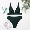 V-Neck Ribbed High Waist Bikini Set - http://chicboutique.com.au