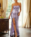 Purple Strapless Sequin Maxi Evening Dress - http://chicboutique.com.au