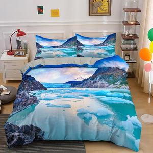 Glacier Print Duvet Cover With Pillowcase - http://chicboutique.com.au