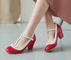 T-Strap with Bow Block Heels Small and Large Size Pumps - http://chicboutique.com.au