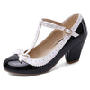 T-Strap with Bow Block Heels Small and Large Size Pumps - http://chicboutique.com.au