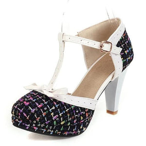 Spike Heel T-strap Round Toe Platform Shoes - http://chicboutique.com.au