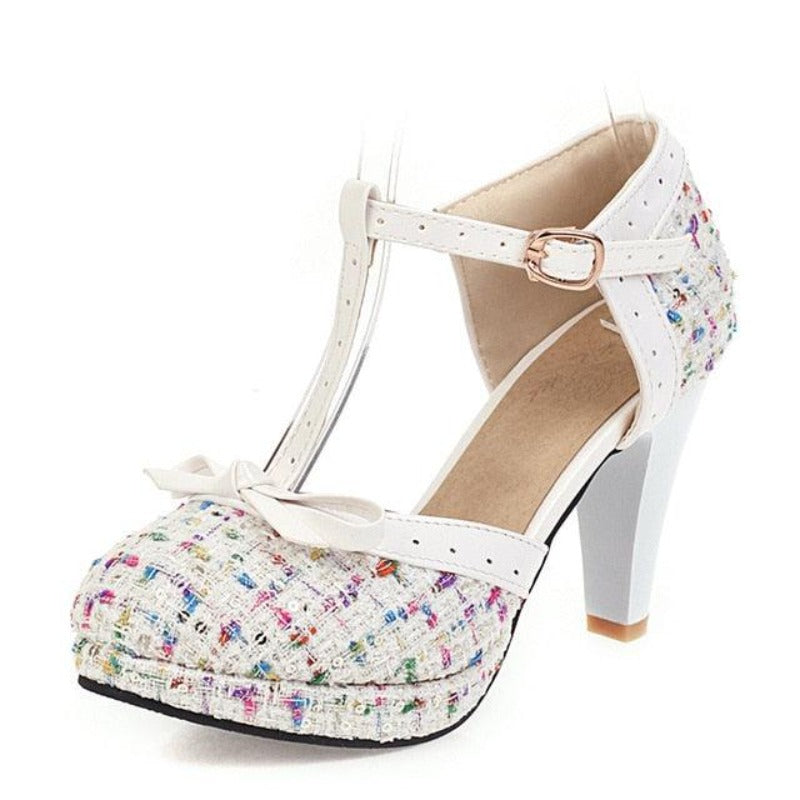 Spike Heel T-strap Round Toe Platform Shoes - http://chicboutique.com.au