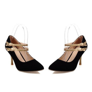 Pointed Toe Ankle Strap High Heel Pumps - http://chicboutique.com.au