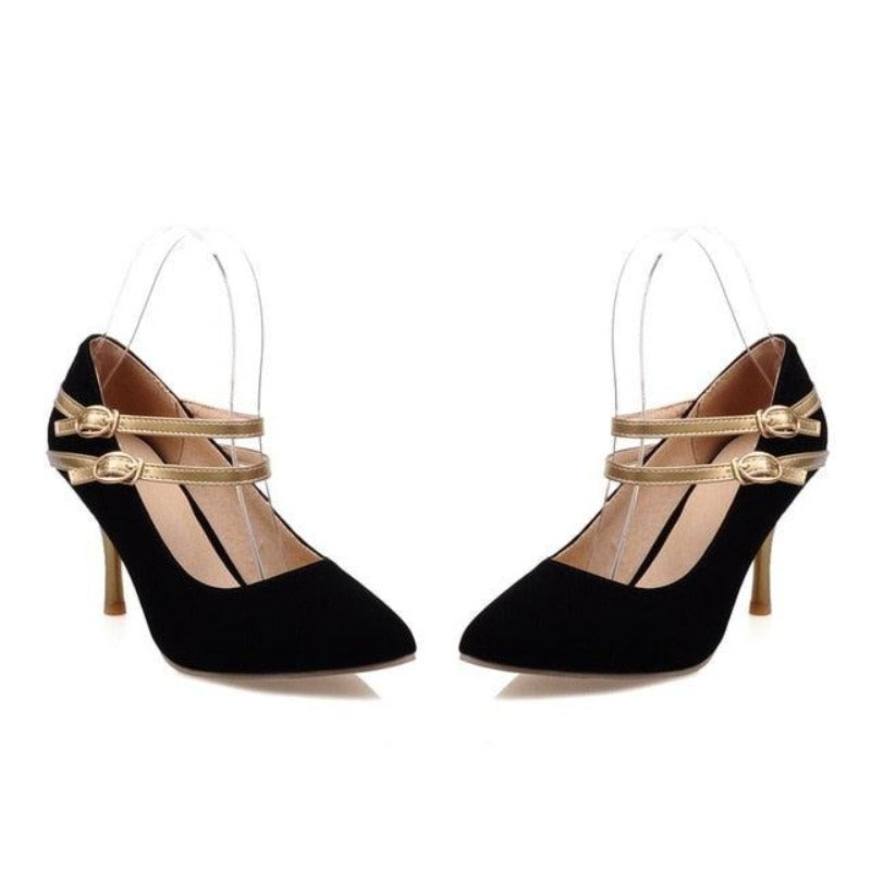 Pointed Toe Ankle Strap High Heel Pumps - http://chicboutique.com.au