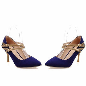 Pointed Toe Ankle Strap High Heel Pumps - http://chicboutique.com.au