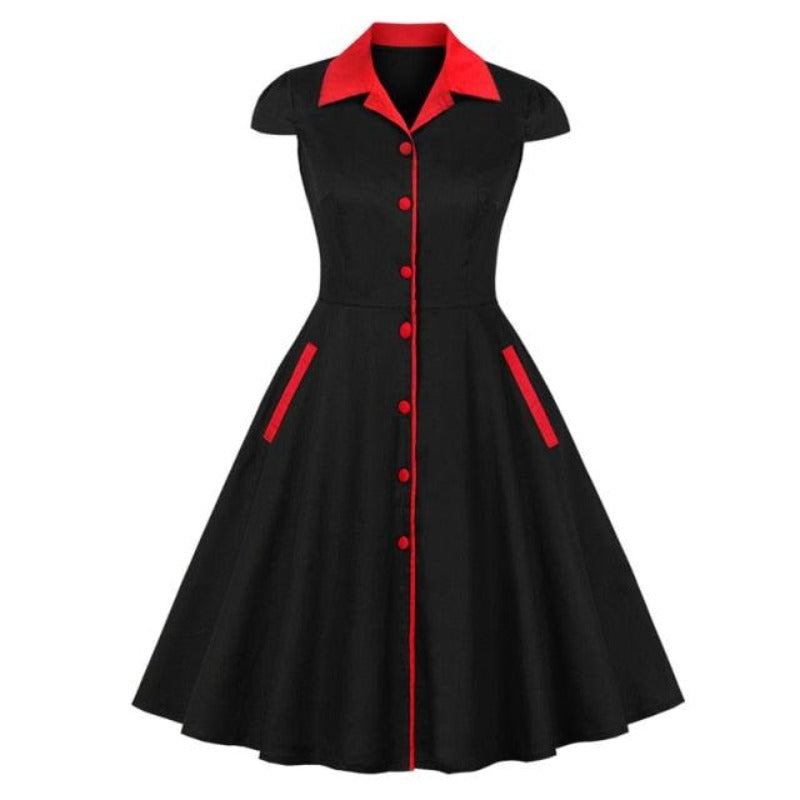 Contrast Collar Button Up Rockabilly Dress - http://chicboutique.com.au