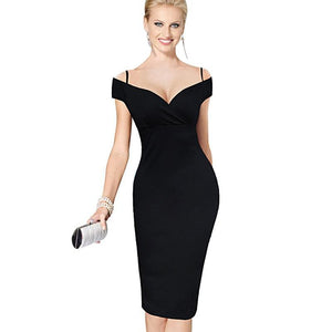 Elegant Slash Neck Body-con Pencil Dress - http://chicboutique.com.au