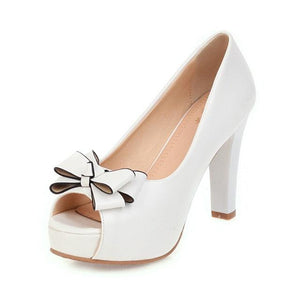 Thick Heel Peep Toe High Heel Pumps - http://chicboutique.com.au