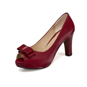 Thick Heel Peep Toe High Heel Pumps - http://chicboutique.com.au