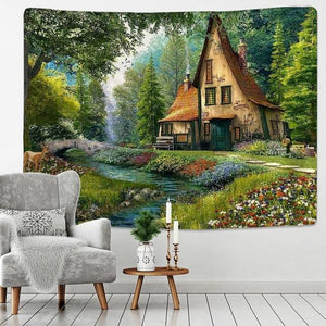 Fairy Tale Cottage Forest Tapestry Wall Hanging Art Tapestry - http://chicboutique.com.au