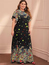 Plus Size Printed Long Dress - http://chicboutique.com.au