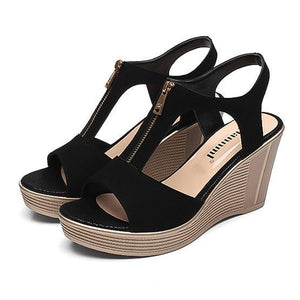 Platform Zip Wedge Heel Sandals - http://chicboutique.com.au