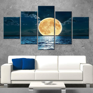 5 Panel Sunset Moon Canvas Wall Art - http://chicboutique.com.au