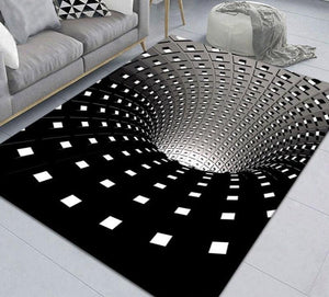 Illusion Geometric Black & White Grid Area Rug - http://chicboutique.com.au