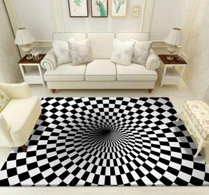 Illusion Geometric Black & White Grid Area Rug - http://chicboutique.com.au