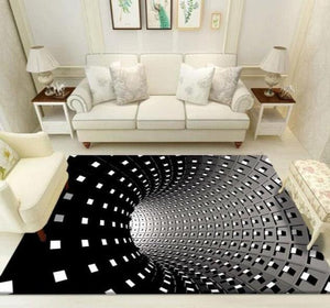 Illusion Geometric Black & White Grid Area Rug - http://chicboutique.com.au