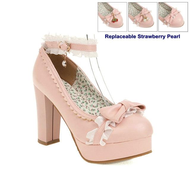 High Heel Platform Pumps With Replaceable Strawberry Pearl - http://chicboutique.com.au