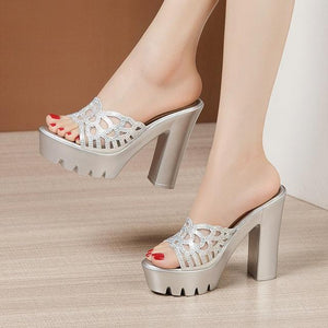 Block Heels Cutout Platform Sandals - http://chicboutique.com.au
