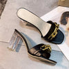 Chain Decoration Transparent Heel Sandals - http://chicboutique.com.au
