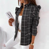 Plaid Ruffle Sleeve Coat - http://chicboutique.com.au