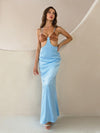 Two Tone Cut Out Satin Mermaid Long Dress - http://chicboutique.com.au