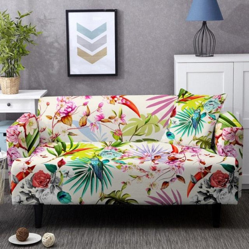 Elastic Humming Bird Print Couch Cover - http://chicboutique.com.au