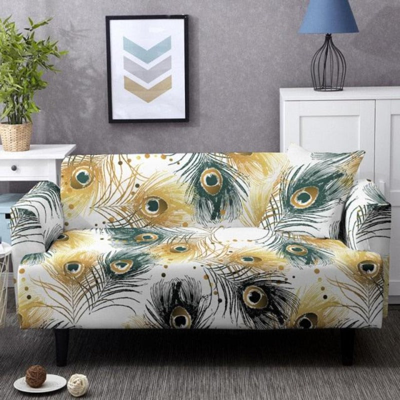 Feather Print Elastic Sofa Cover - http://chicboutique.com.au