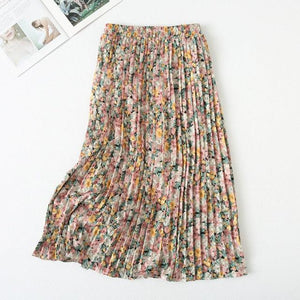 High Waist Floral Print Pleated Skirt - http://chicboutique.com.au