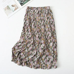 High Waist Floral Print Pleated Skirt - http://chicboutique.com.au