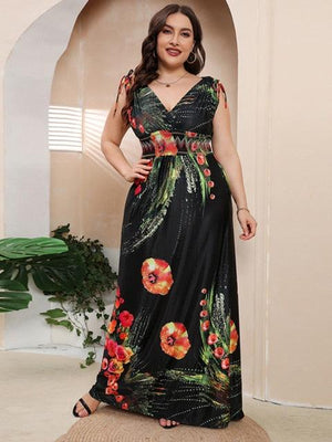 Plus Size Floral Print Maxi Dress - http://chicboutique.com.au