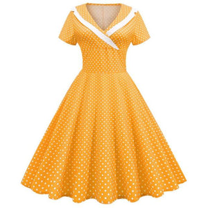 Polka Dot Short Sleeve Vintage A-line Dress - http://chicboutique.com.au