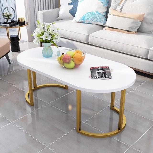 Imitation Marble Luxurious Oval Coffee Table Assorted Colours - http://chicboutique.com.au