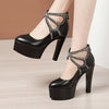 Split Leather Rhinestone High Heels - http://chicboutique.com.au