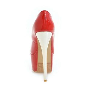 16CM Extreme High Heel Peep Toe Platform Patent Leather Pumps - http://chicboutique.com.au