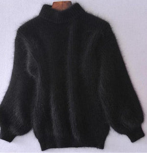 Thick Warm Turtleneck Mohair Lantern Sleeve Pullover - http://chicboutique.com.au