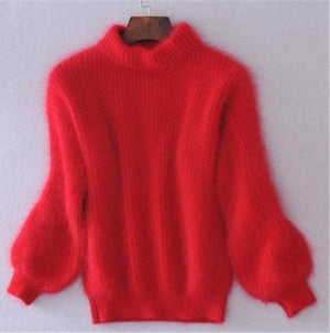 Thick Warm Turtleneck Mohair Lantern Sleeve Pullover - http://chicboutique.com.au