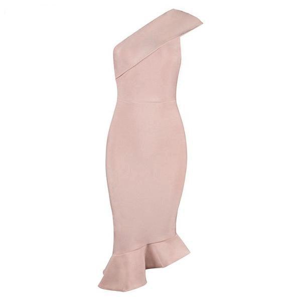 One Shoulder Sleeveless Ruffles Evening Party Dress | http://chicboutique.com.au