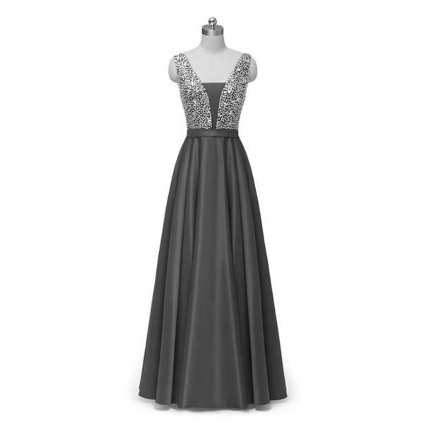 Evening Elegant Satin With Sequins Long Dress/Gown | http://chicboutique.com.au