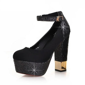 Square Heel with Ankle Strap High Heel Pumps - http://chicboutique.com.au